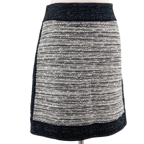 Worth Womens Black White Tweed Panel A-Line Skirt Size 8 - Picture 1 of 16